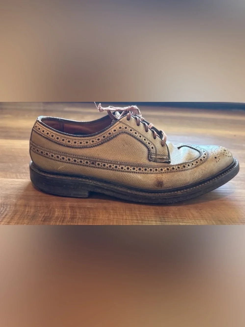 Florsheim Imperial Kenmoor Longwing Blutchers in Golden Harvest leather color